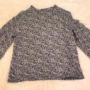 Anthropologie Blue Tassel Black and White Sweater LKN Sz L